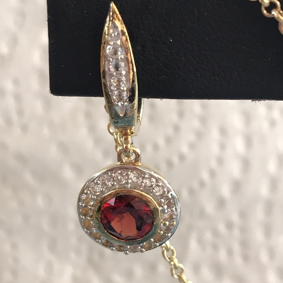 Sterling Silver - YG Vermeil - Garnet and Zircon - Earrings and Bracelet Set - Picture 3 of 9